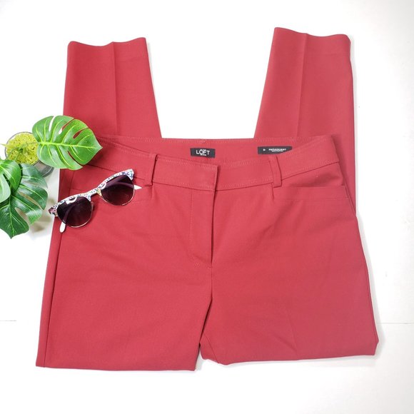LOFT Marissa Skinny  Red Pants, 8 - Picture 1 of 12